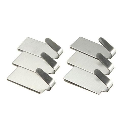 6Pcs Stainless Steel Sticky Adhesive Seamless Wall Hook Towel Clothes Hanger