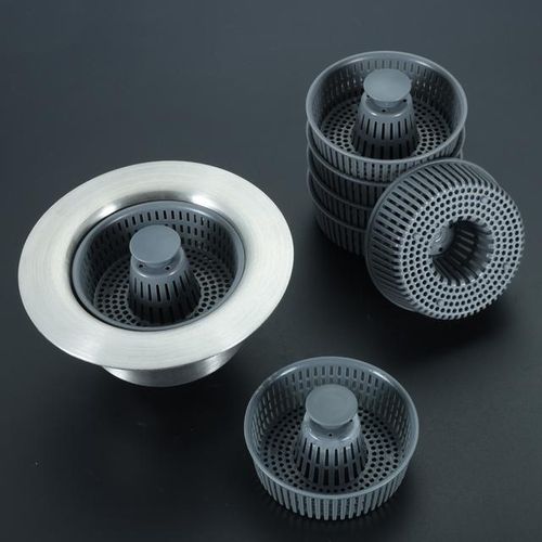 3 -In-1 Stainless Steel Popup Kitchen Sink Sper Strainer For Us Standard 3-1/2 Inch Drain Filter With 6pc Food Catcher Basket