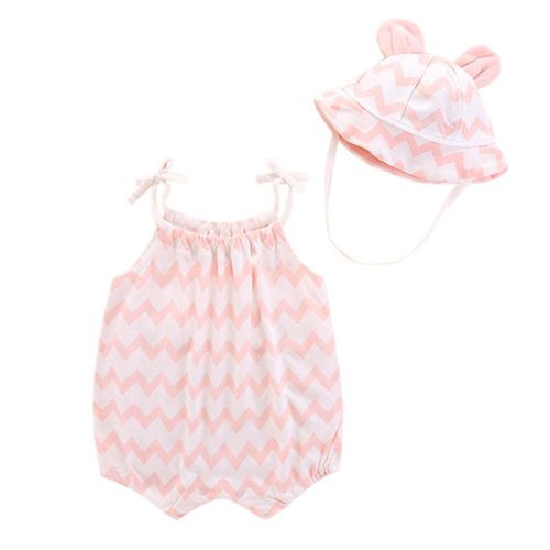 Baby Girls Jumpsuits with Hat Sleeveless Soft Breathable Rompers for Summer New,3m NO5116