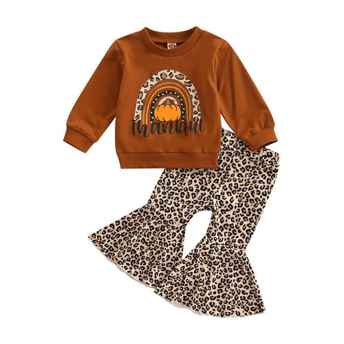 Winter and Autumn Children Cloths Set Fashionable Brown Leopard Print Suit Design,Brown,100cm NO5116