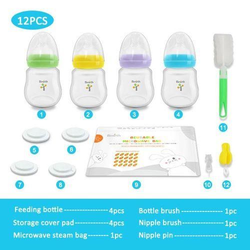 Bimirth MultiColor Newborn 180ml Wide Mouth All in One Baby Feeding Bottle 12pcs Gift Set