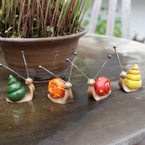 4x Mini Mollusk Statute Ornaments Abstract Simulation