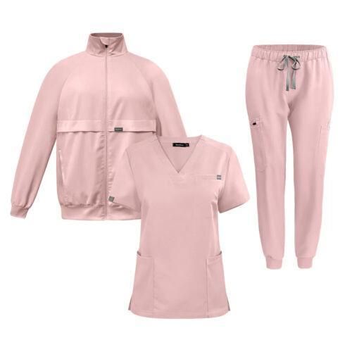 Work Top Doctor Nurse Uniform Bottoms Simple More Pockets Dental Scrubs Pants SPA Nursing Scrub Suits Medical Unisex 3-piece Set More