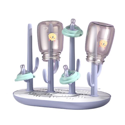 Baby Bottle Drying Rack with Drainer Cactus Shape Portable Bottle Dryer Holder for Nipples Cups Pump Parts and Accessory,Purple NO5112