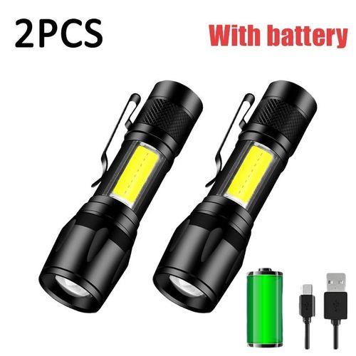 Mini Torch LED  Rechargeable Flashlight Portable USB Charging Flashlight High Power Bank Camping Waterproof L More