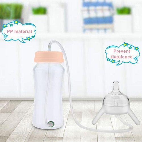 Baby Bottle with Long Straw 300ml Self Feeding Baby Bottle Handless Not Toxic New NO5242