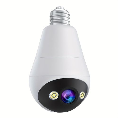 3MP Panoramic PTZ Rotation Light Bulb Wireless Security Camera With Motion Detection, Full Color Night Vision,  More