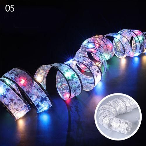 20LEDs Christmas Ribbon String Lights Xmas Tree Decoration Led Ribbon Bows Light 2M Christmas New Year Ribbon