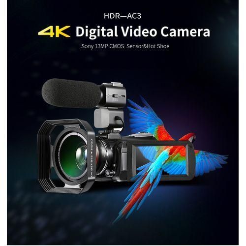 AC3 3.1 Inch IPS Screen 4K Full HD 13MP Night Vision WiFi Live Camcorder DV Digital Camera, Style:StandardBlack