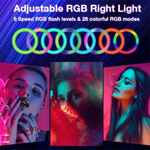 14 Inch RGB Ring Light Photography Selfie Ring Fill Light with Stand for Smartphone Youtube Makeup Video