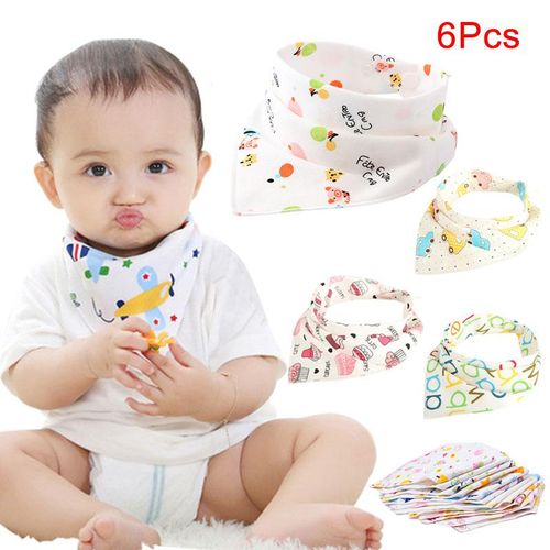6Pcs/Set Cotton Baby Bibs Double Layers Waterproof Cloth Scarf Boys Girls Burp Bib New,Girls NO5114