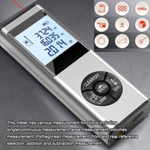 Handheld Laser Rangefinder Distance Meter Area Volumes