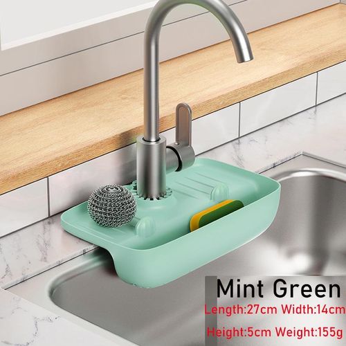 Kitchen Bathroom Non-slip Faucet Pad Countertop Protector Rag Storage Rack TPE High Quality Splash-proof Drain Rack Sink Water Collection More