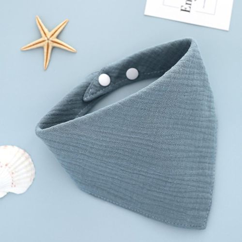 Baby Gauze Triangle Scarf Double Buckle Newborn Bib Baby Solid Color Saliva Towel