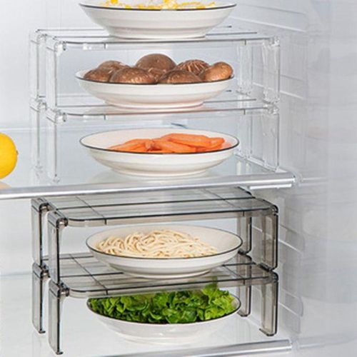 Fridge Organizer Fridge Rack Kitchen Racks Kitchen Items Stackable Shelf Layered Shelf Tray Storage Rack-Brown