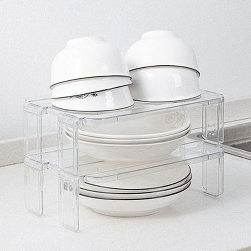 Fridge Organizer Fridge Rack Kitchen Racks Kitchen Items Stackable Shelf Layered Shelf Tray Storage Rack-Brown