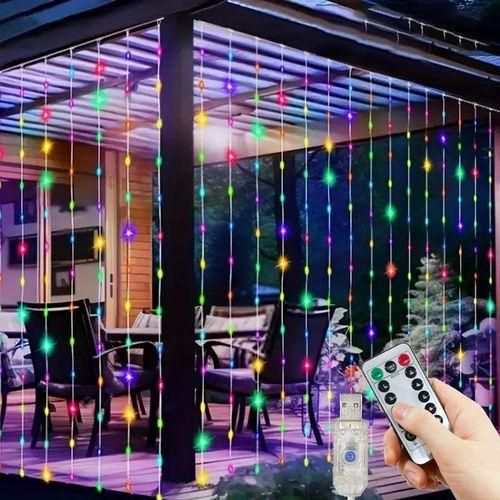 LED Curtain Lights,8 Modes USB Fairy String Lights With Remote,For Wedding Party Patio Gazebo Home Garden