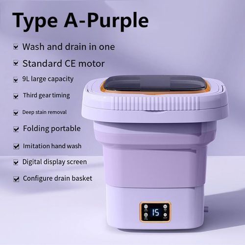 100V-240V 9L Folding Washing Machine Household Underwear Socks Children Clothing Washing And Integrated Mini Portable