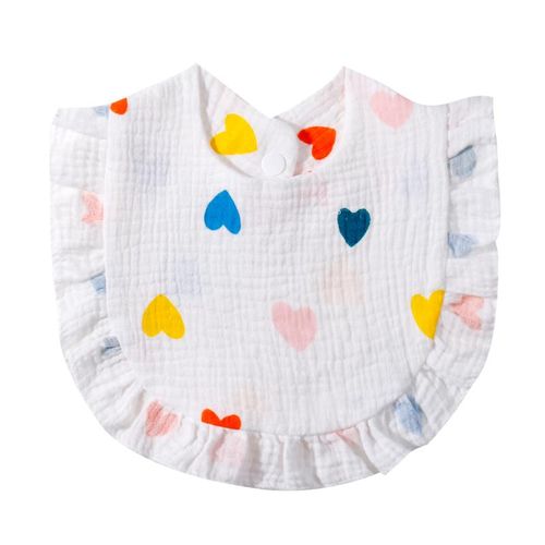 Baby Printed Towel Cotton Gauze Wavy Edge Muslin Bib