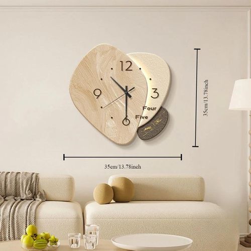 35CM Wall Clock Living Room Simple Modern Restaurant Creative Clock Hanging Table Hanging Wall Advanced Sense Mural Wall Lamp