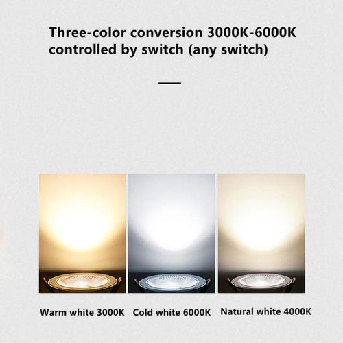 Cct 3000k 4000k 6000k 3-Color Conversion Led Cob Downlight 5w 7w 9w Ceiling Spot 12w 15w 18w 20w Home Decorative Lighting