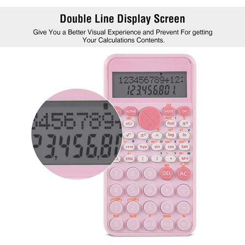 2 Line Standard Scientific Calculator, Portable and Cute School Office Supplies, Suitable for Primary School to College Student Use Pink