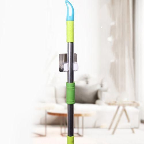 Broom Holder Wall Mounted Waterproof Plastic Self Adhesive Mop Hanging Hook For BalconyWhite