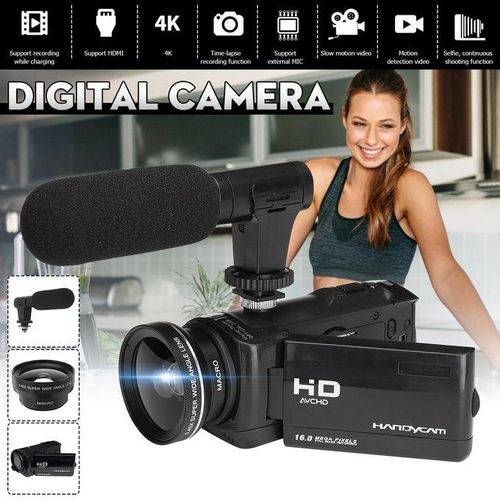 18X Digital Vlog Video Camcorder YouTube Vlogging Camera Recorder + Wide-angle lens