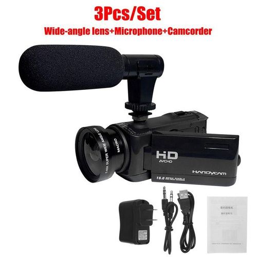 18X Digital Vlog Video Camcorder YouTube Vlogging Camera Recorder + Wide-angle lens