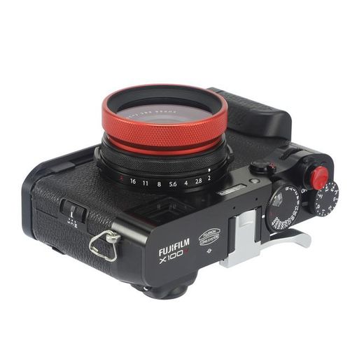 Haoge Luv-X54r Metal Lens Hood With Mc Uv Protection Multicoated Ultraviolet Lens Filter For Fujifilm Fuji X100v Camera Red