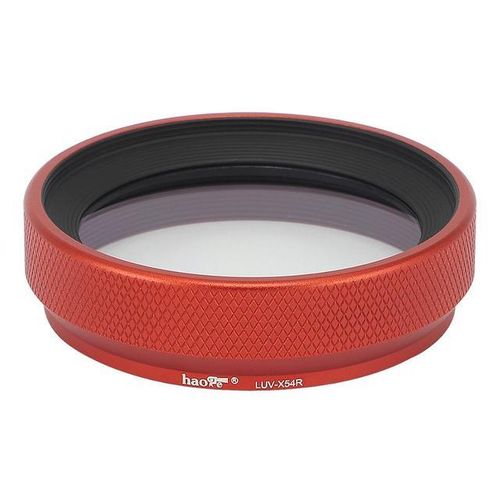Haoge Luv-X54r Metal Lens Hood With Mc Uv Protection Multicoated Ultraviolet Lens Filter For Fujifilm Fuji X100v Camera Red