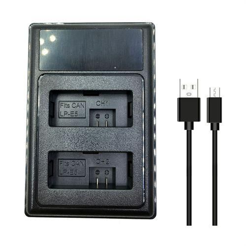 LPE5 Battery Charger USB Dual Charger for Canon EOS T1I XS XSi EOS 450D 500D 1000D Digital Camera Replacement Charger