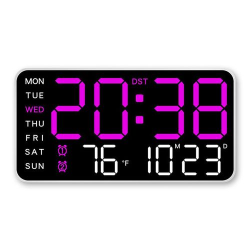 Digital Wall Clock Battery Operated, Desk Clocks With Temperature, Date, Digital Calendar Alarm Clock for Elderly Bedroom Office