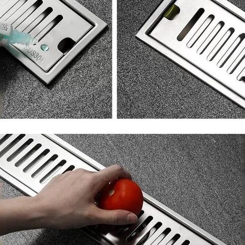 Rectangular Linear Shower Floor Drain Long Linear Drainage Channel Drain For Hotel Bathroom Kitchen Floor 20cm