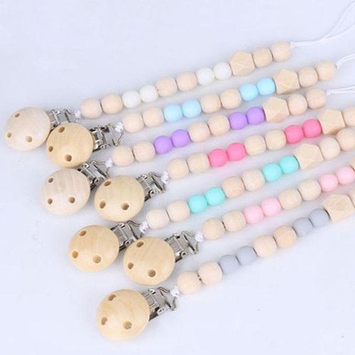 PCS Baby Pacifier Clip Chain Wooden Holder