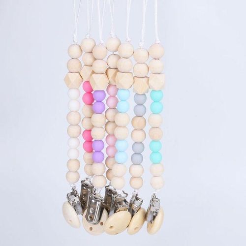 PCS Baby Pacifier Clip Chain Wooden Holder