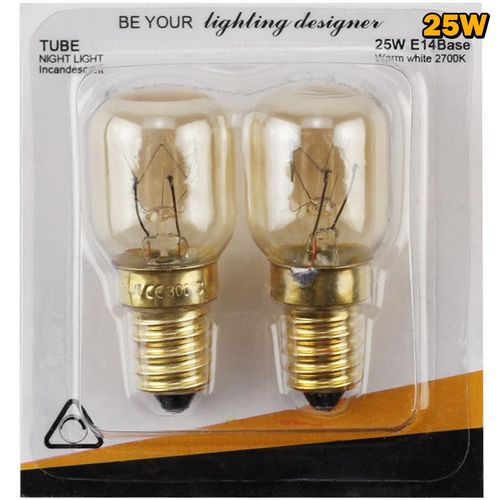 2pcs Oven 15W 25W High Temperature Resistant 300 Degree Oven Microwave Oven Bulb Salt Lamp E14 Small Screw Mouth