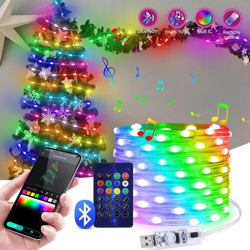 LED Christmas Tree Pentagram Light String DIY Waterfall Tree Fairy Light Smart APP & Remote Control LED Garland Xmas Decorations