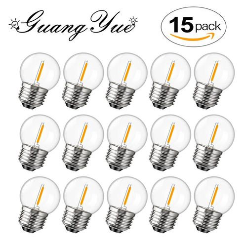 15 Pcs Vintage Replace LED Bulbs E27 220V G40 Decorative LED Filament Ampoule 1W for Bedroom Chandeliers String