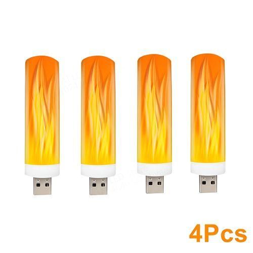 USB LED Atmosphere Light Flame Flashing Candle Lights Book Lamp for Power Bank Camping Lighting Cigarette Lighter Effect Light