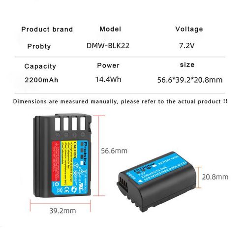 2200mah Dmw-Blk22 Dmw-Blk22 Replacement For Panasonic Lumix Dc-S5 Dc-S5 Ii Dc-S5 Iix Gh5 Ii Gh6 S5ii S5m2 Gh5m2