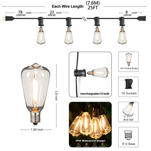 Retro Garden Garland Street Outdoor 220V 110V