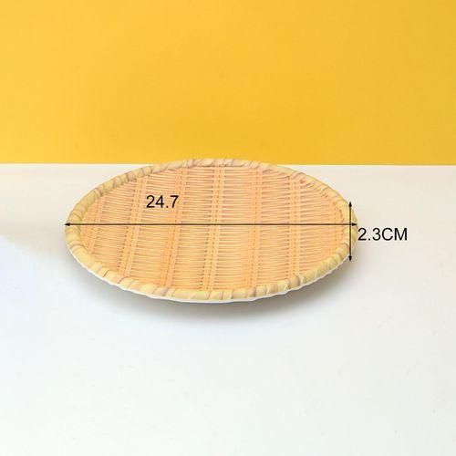 Smooth Bamboo Plate Bamboo Style Round Plate for Hotpot Restaurant Bbq F