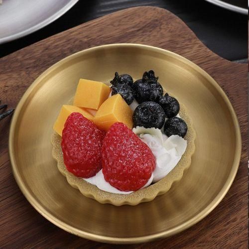 Fruit Bowl Stainless Steel Round Dinner Plates for Home Kitchen Golden
