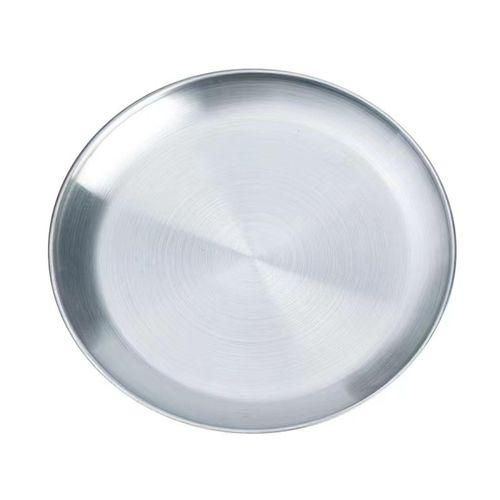 Fruit Bowl Stainless Steel Round Dinner Plates for Home Kitchen Silver