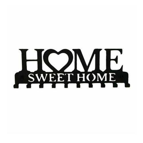 Sweet Home Black Metal Balcony Wall Mounted Clothes Rack Key Holder Kitchen Organizer Bathroom Rangement Hooks Hangers Storage More