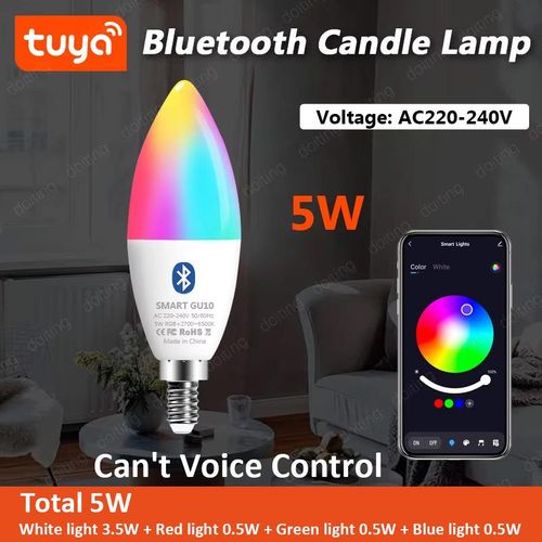 E14 Bluetooth Wifi Tuya Smart Led Chandelie Bulb RGB Color Change Lamps Smart Life APP Dimmable Alexa Google Home Voice