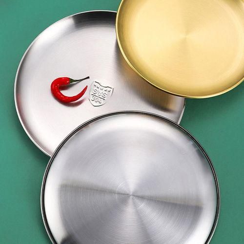 Stainless Steel Dinner Plate Stainless Steel Round Serving for Home A