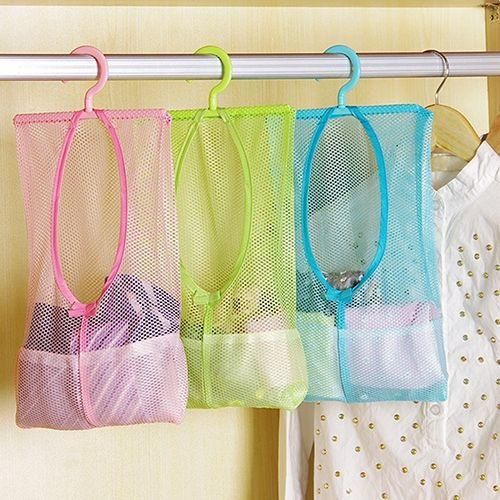 Kitchen Bathroom Underwear Socks Sundries Storage Hanging Multipurpose Mesh BagGreen