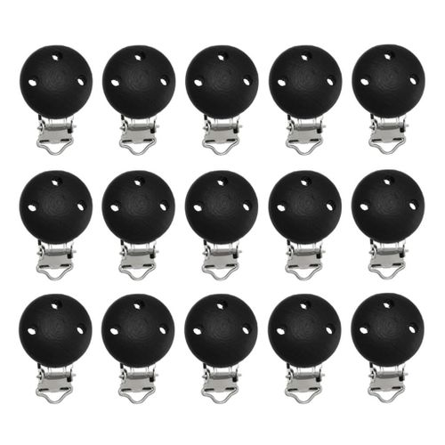 15Pcs Wooden Suspender Pacifier Holder Clips For Black